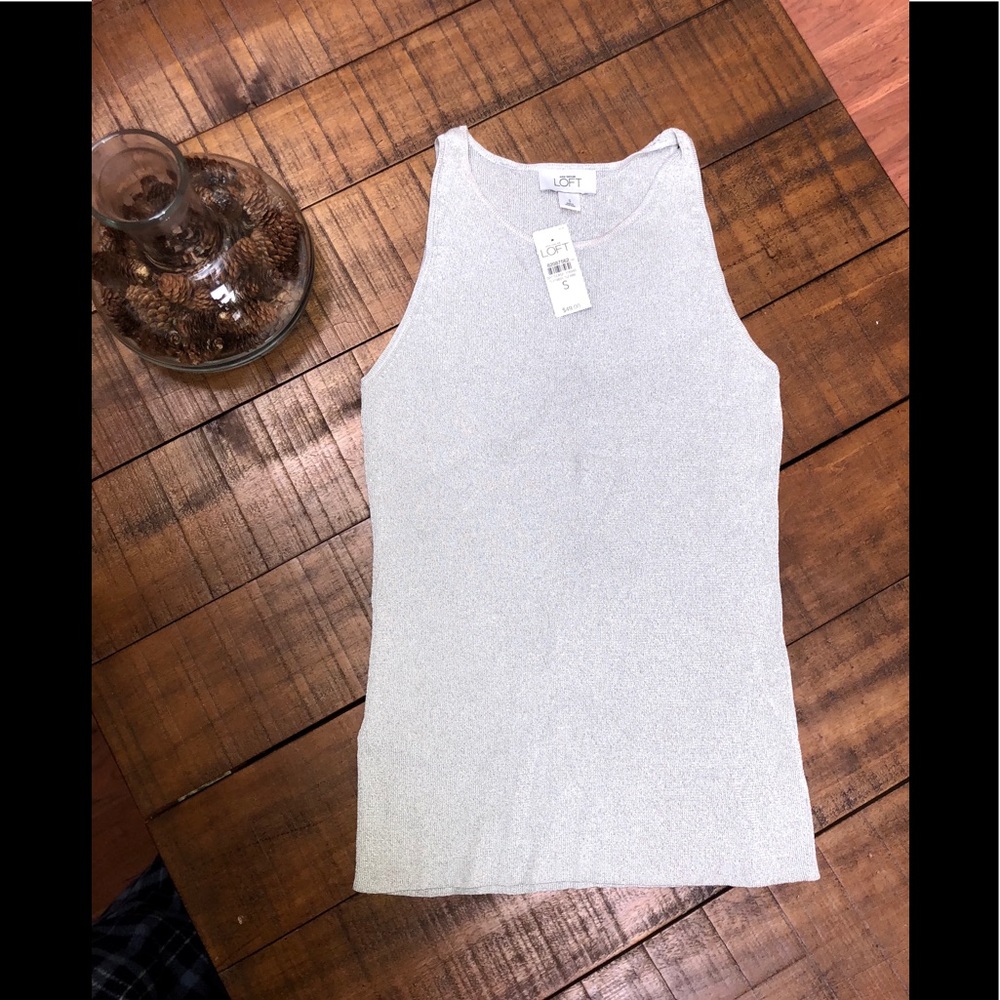 LOFT Glistening silver/grey tank top.
